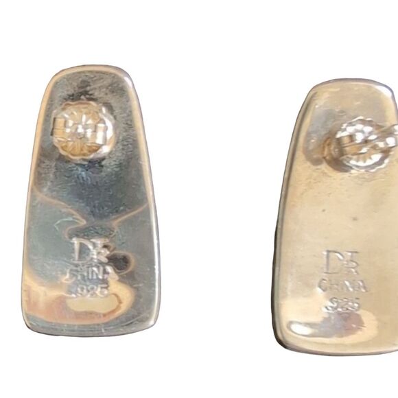 Vintage Sterling Silver Mother of Pearl & Coral Dangle Earrings Pierced - Picture 3 of 3